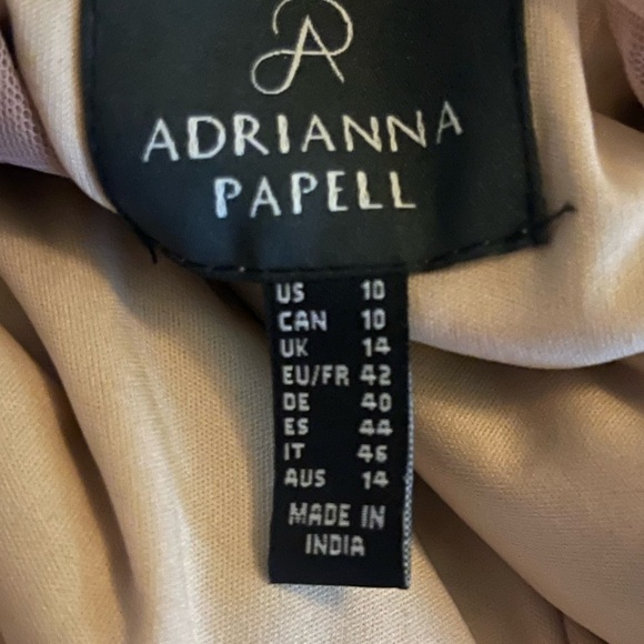 ADRIANNA PAPELL Rose Gold Beaded Embroidered Tulle Maxi Gown Dress 10 - Picture 15 of 15